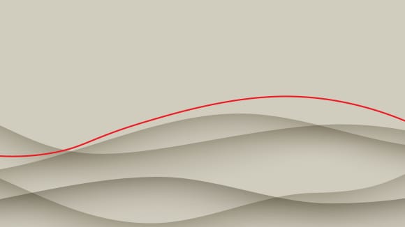 The red line flows through the waves.