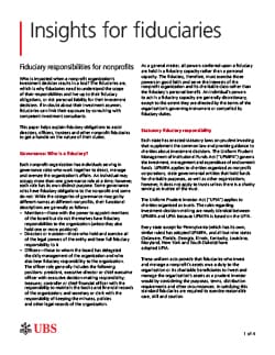 Image of a white paper called Insights for fiduciaries