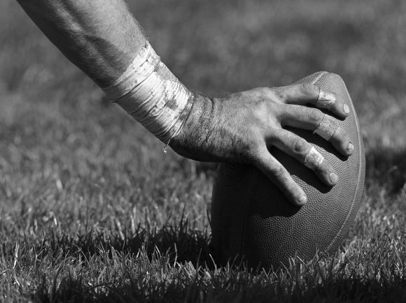 rugby ball on ground