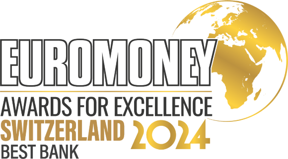 Logo der «Eurmoney Awards for Excellence» für die Auszeichnung zur «Besten Bank der Schweiz 2024»