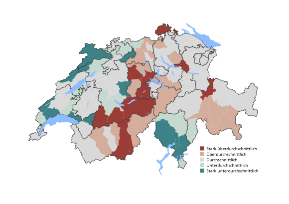 Karte der Regionen mit den höchsten und niedrigsten erwarteten zukünftigen Preisen.