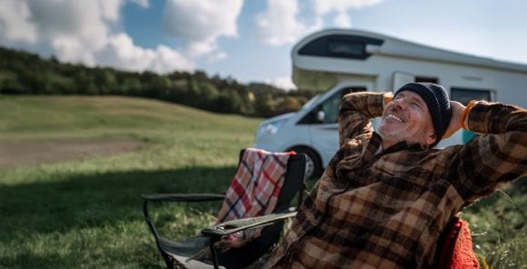 Adult couple walking and smailing