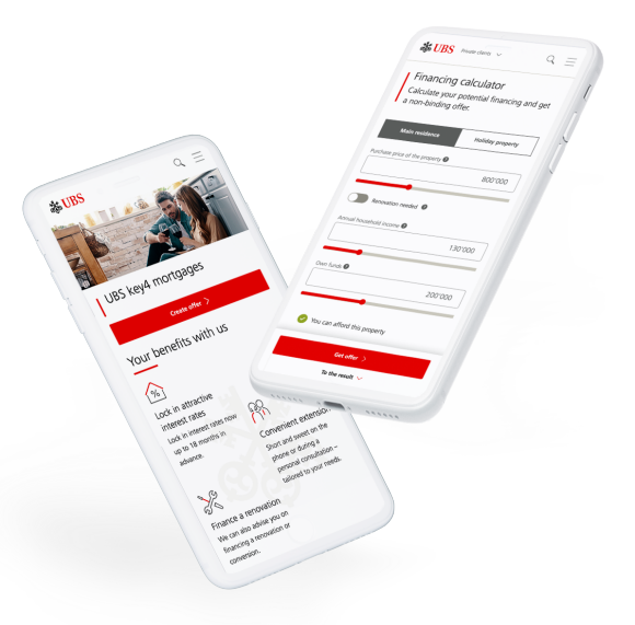 UBS key4 mortgages auf dem Mobilgerät