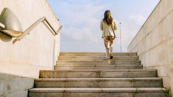 woman on stairs
