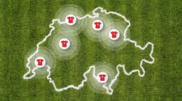 Map of Switzerland with jersey design