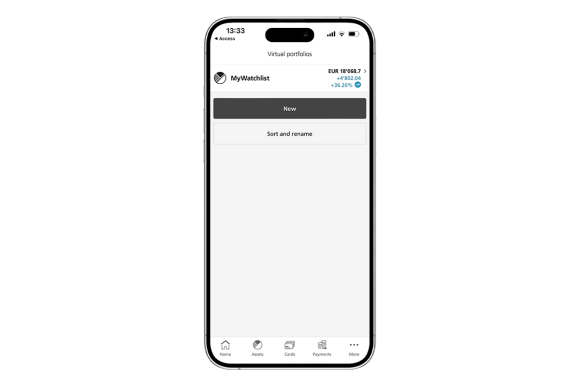 Mobile Banking screen showing the watchlist