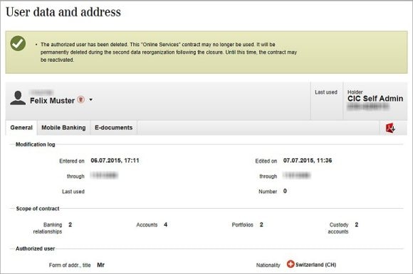 Step 4: Authorized user deleted