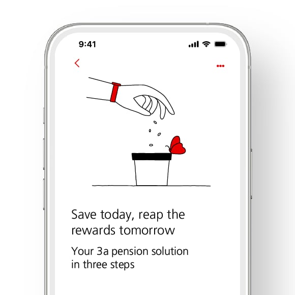 Smartphone with initial screen for opening a 3a pension solution.
