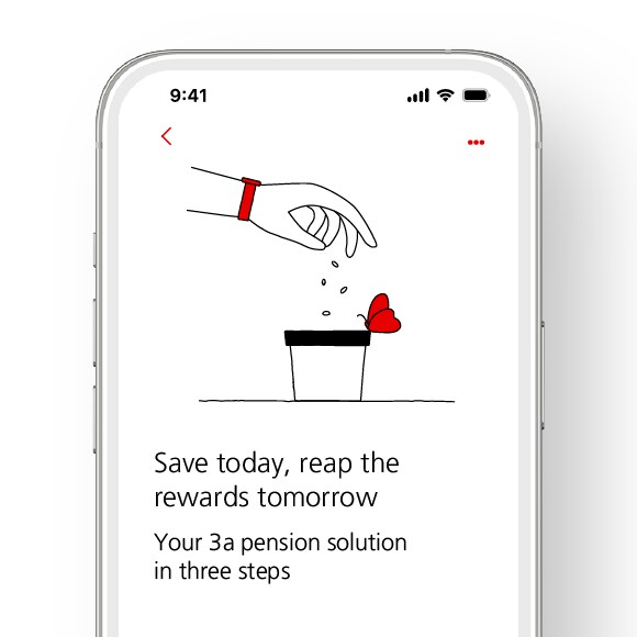 Smartphone with initial screen for opening a 3a pension solution.
