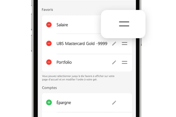 Capture d'écran: modifier les favoris