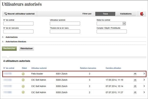 Etape 1: Sélectionner l'utilisateur autorisé