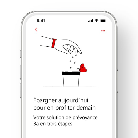 Smartphone affichant la page d’accueil pour l’ouverture d’une solution de prévoyance 3a.