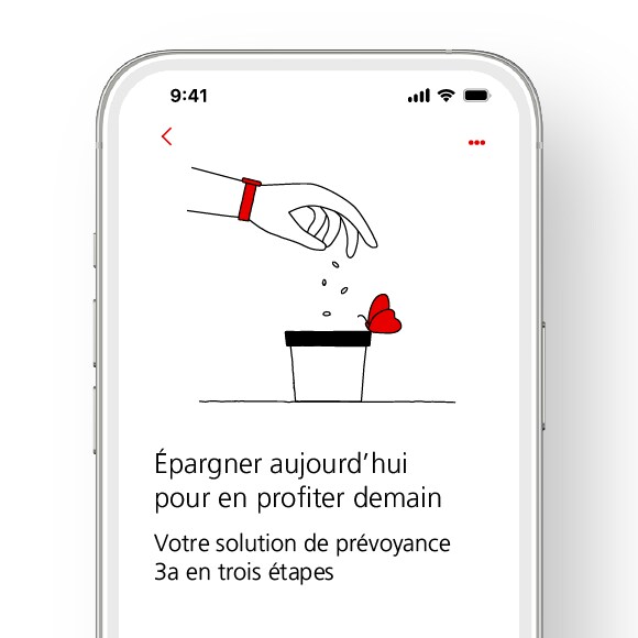 Smartphone affichant la page d’accueil pour l’ouverture d’une solution de prévoyance 3a.