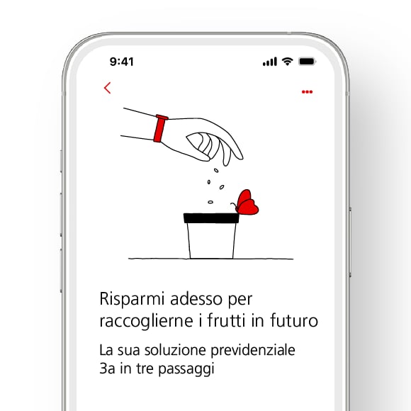 Smartphone con schermata iniziale per l’apertura di una soluzione previdenziale 3a.