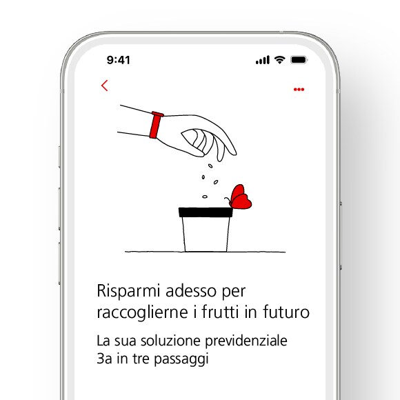 Smartphone con schermata iniziale per l’apertura di una soluzione previdenziale 3a.