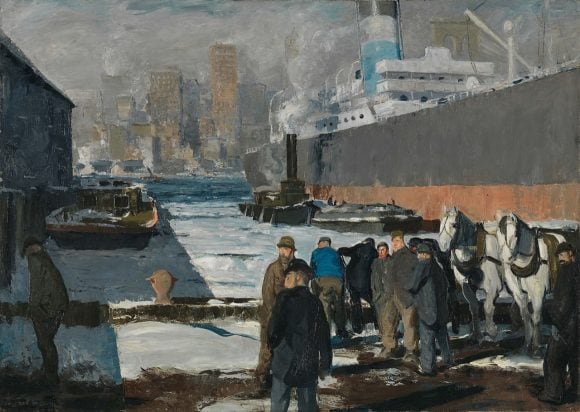 乔治·贝洛斯 (George Bellows) 的画作《码头工人》 ，1912 年