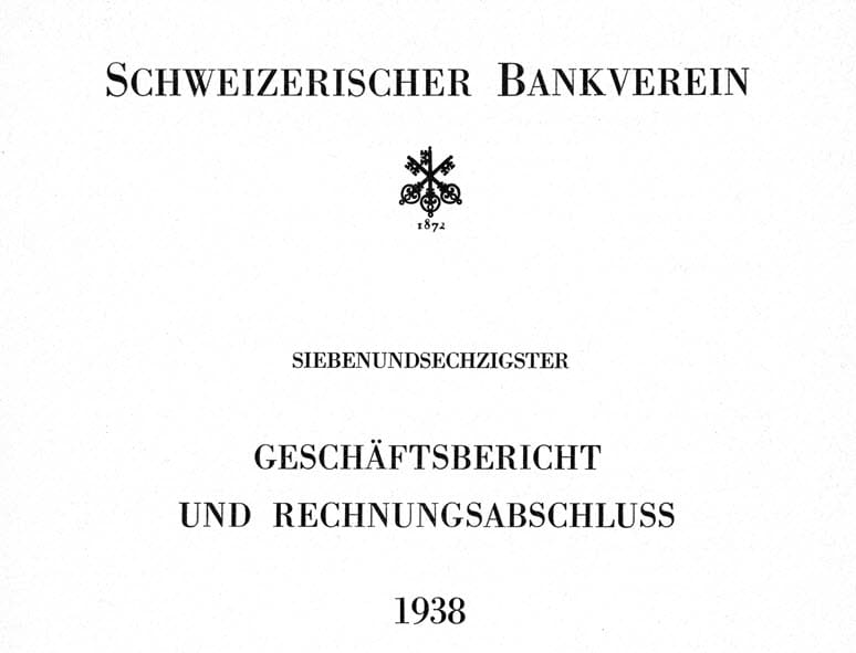 Erstmals zieren die drei Schlüssel den Geschäftsbericht für das Jahr 1938