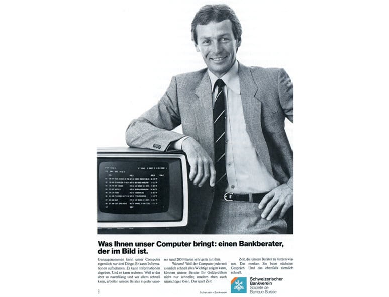 Real-time banking - advert of a computer