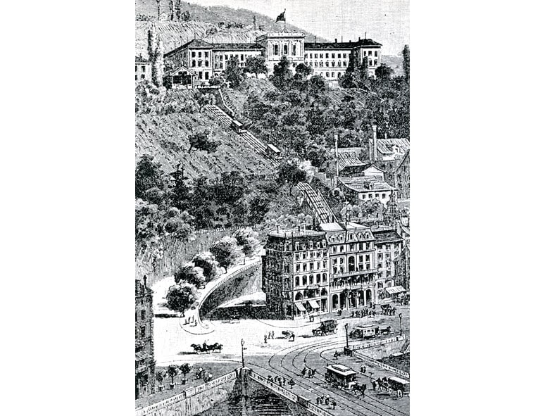 Wood engraving Image of Polybahn about 1890