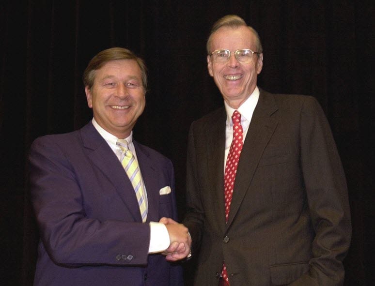 Marcel Ospel (left) with Donald B. Marron (right), CEO of PaineWebber