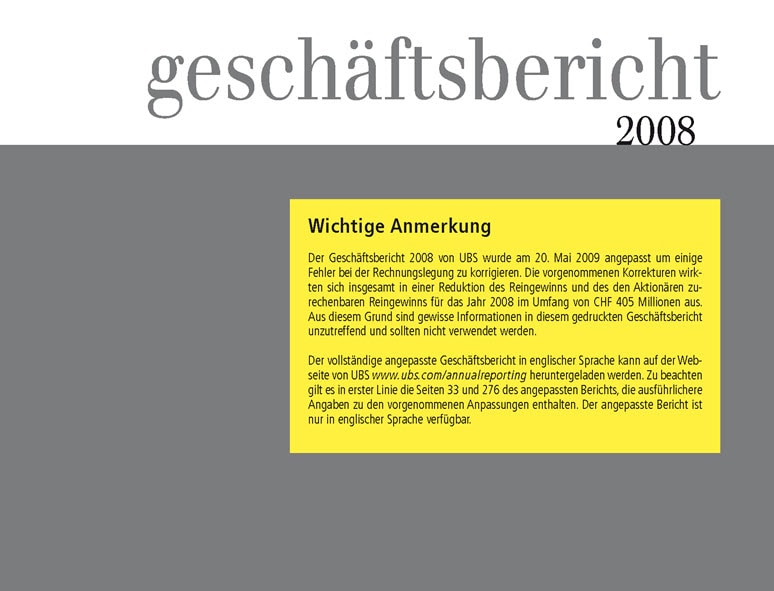 Geschäftsberichten der UBS