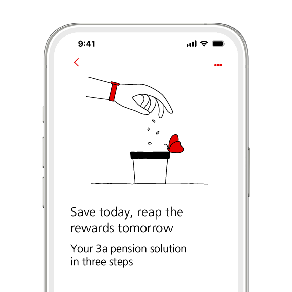 Smartphone with initial screen for opening a 3a pension solution.