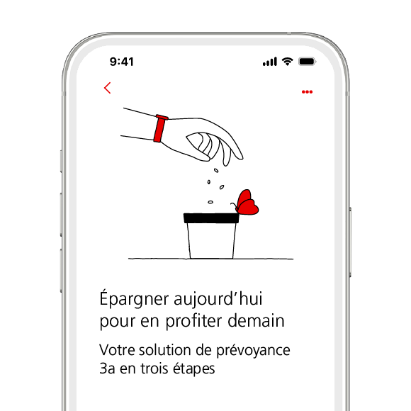 Smartphone affichant la page d’accueil pour l’ouverture d’une solution de prévoyance 3a.