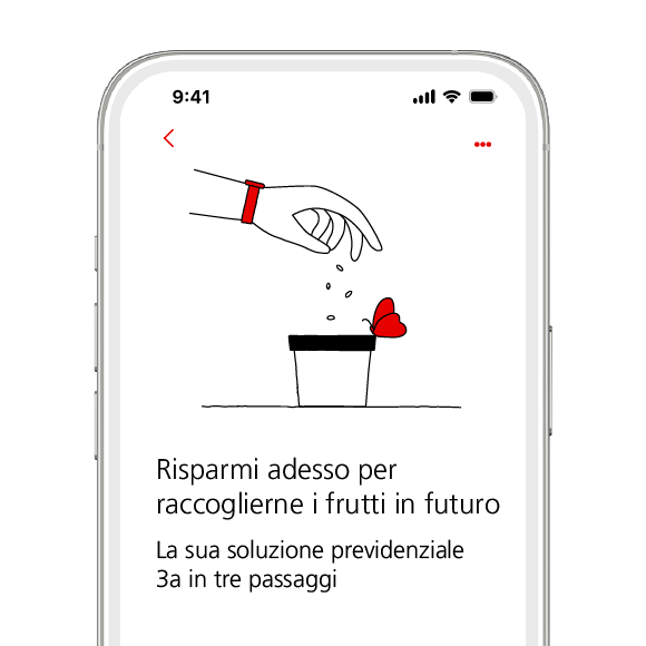 Smartphone con schermata iniziale per l’apertura di una soluzione previdenziale 3a.