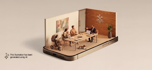 With AI generated illustration depicting a consulting scene.