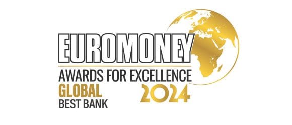 Logo of the "Euromoney's Awards for Excellence – Global Best Bank 2024".