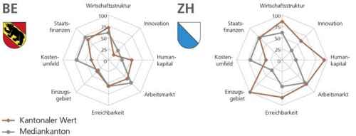 Profile der beiden bevölkerungsstärksten Kantone Zürich und Bern