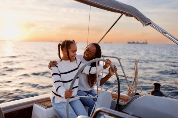 mother and daughter sailing