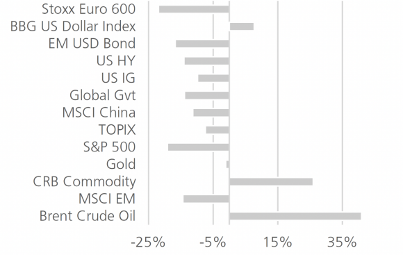 Graph showing commodity performance in 1H 2022.