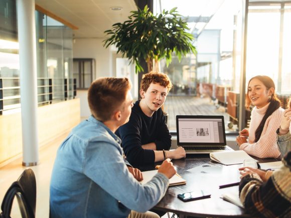 Students having group discussion