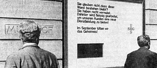 Die SBG kündigt die Installation des Geldautomaten an.