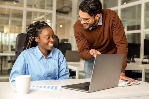 Two banking students discussing