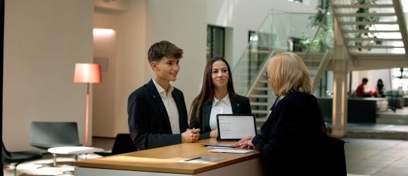 Group of banking people discussing