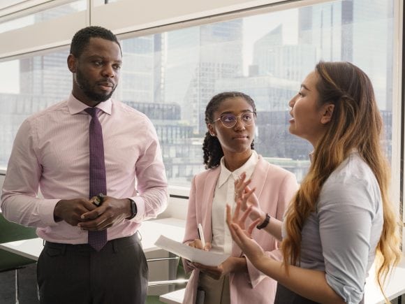 Treasury apprenticeships participants standing and chatting