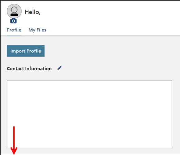 Screenshot of Contact form for the missing documents