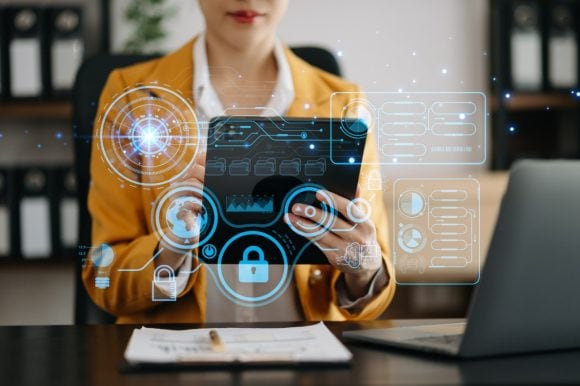 Woman holding tablet