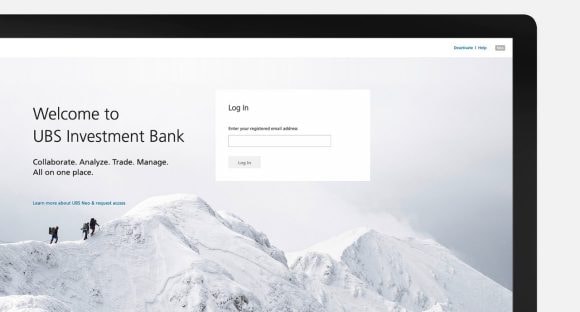 Login screen of UBS Neo