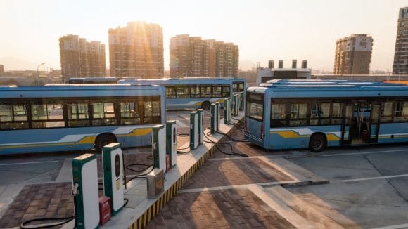 Electric bus charging station