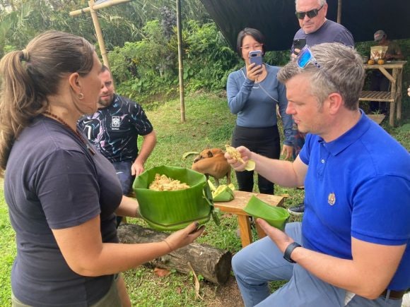 Tom at farm with clients