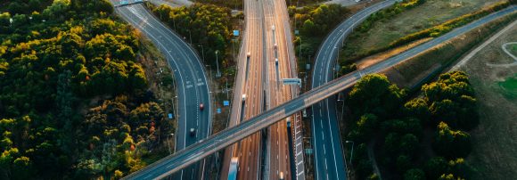 Aerial view of motorway