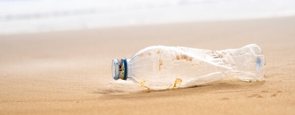 Plastic bottle on a beach