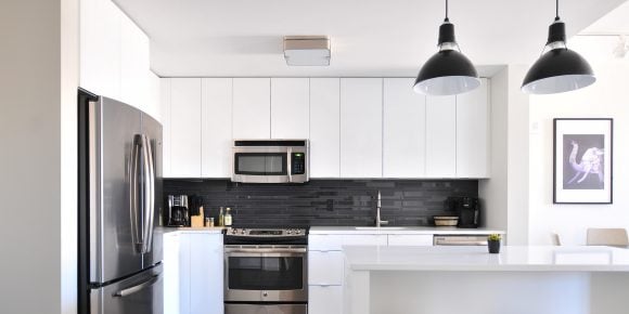 Modern kitchen in a luxury real estate building