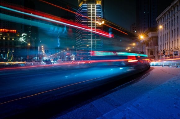 Moving lights on a road