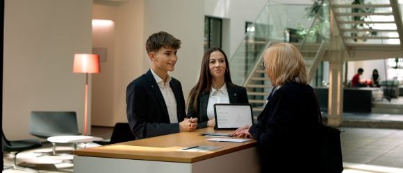 Group of banking people discussing