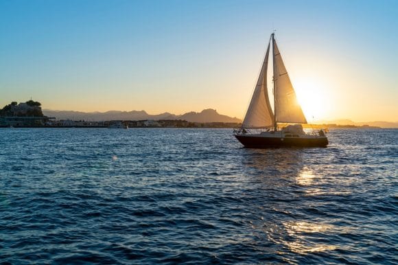 Sailing boat sunset
