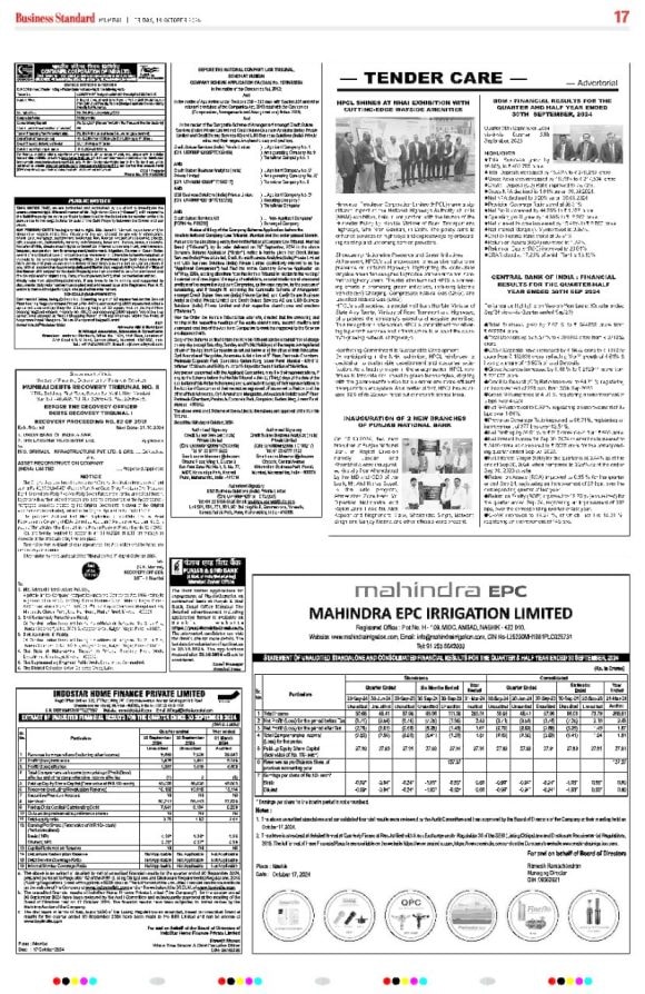 Creditor Notice in Business Standard